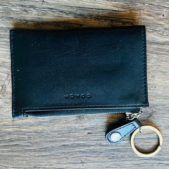 Coach Men's Black Leather Key chain Wallet New